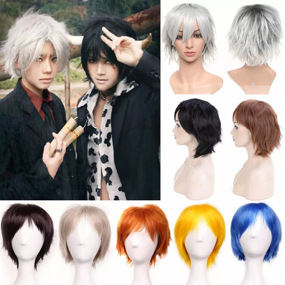 Unisex Halloween Cosplay Costume Party Hair Anime Wigs Short Full Hair Wig  USA F