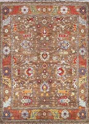 Vegetable Dye Floral Ziegler Oriental Area Rug Hand-knotted Wool 8x10 ft Carpet