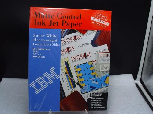 IBM Matte Coated Ink Jet Paper Super White Heavyweight 8.5x11 100 sheets SEALED