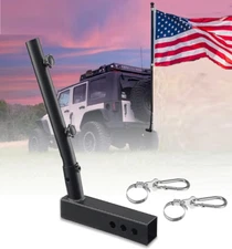 5' ft Long Flagpole rod + flag 3'x 5' for pickup truck car Jeep SUV w/ Hitch tow