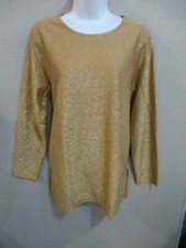 90's Cervelle Sparkly Metallic Sweater Size Small Made in USA Dark Gold