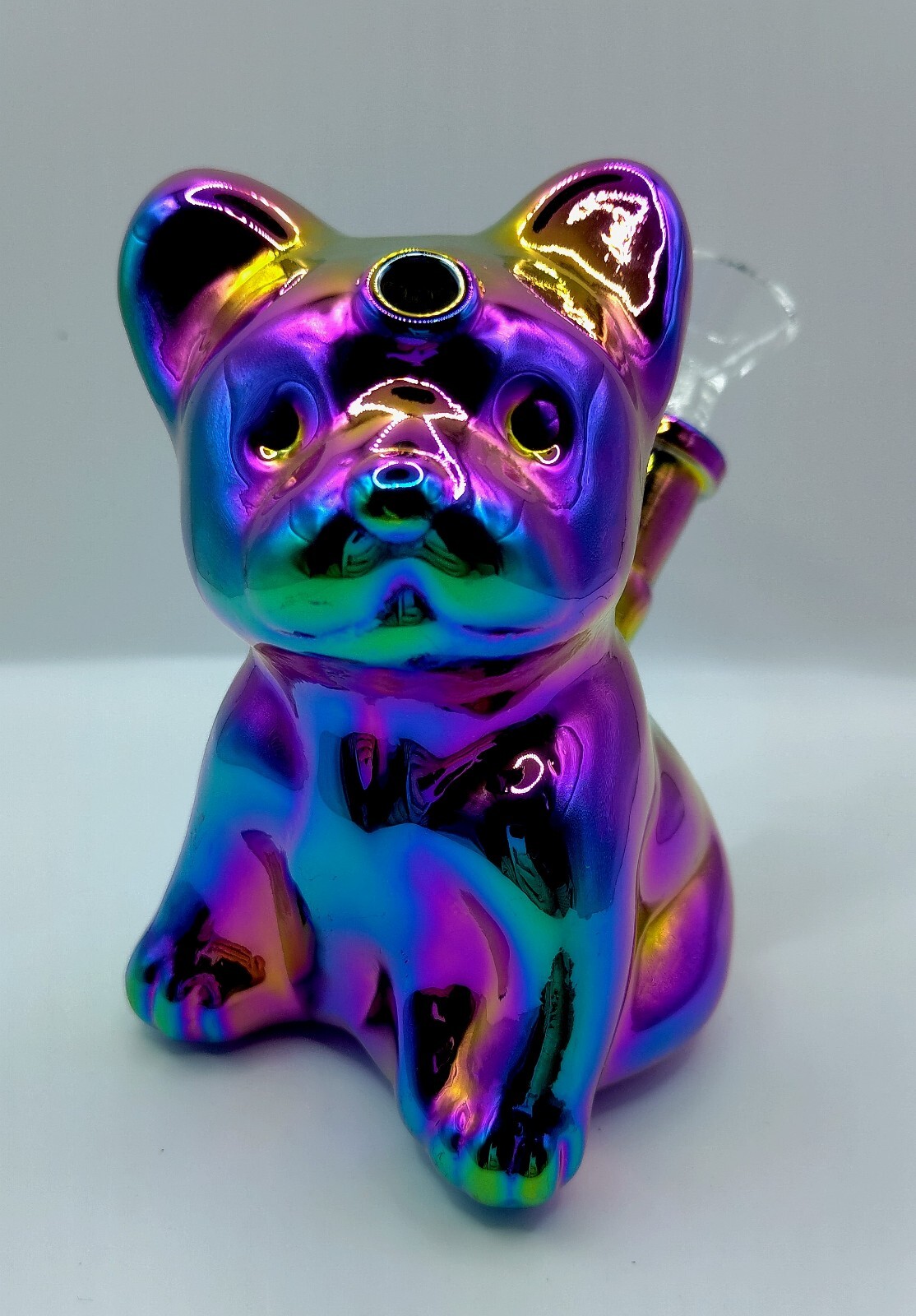 Rainbow Holographic Frenchie Bulldog Hookah Water Pipe