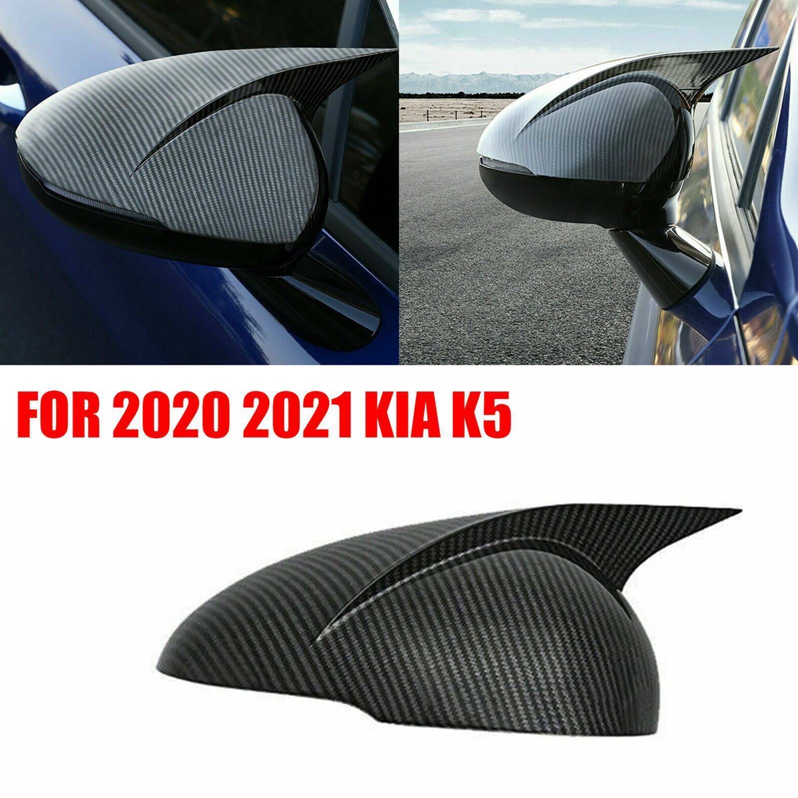 Carbon Fiber Rear View Mirror Cover Caps OX Horn Exterior FOR Kia K5 2021 2022