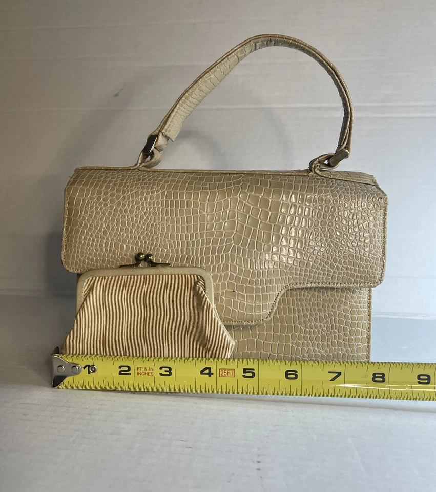 Винтажная маленькая желтовато-коричневая коричневая ручная сумка с кошельком - Saks Fifth Avenue - Изображение 2 из 4