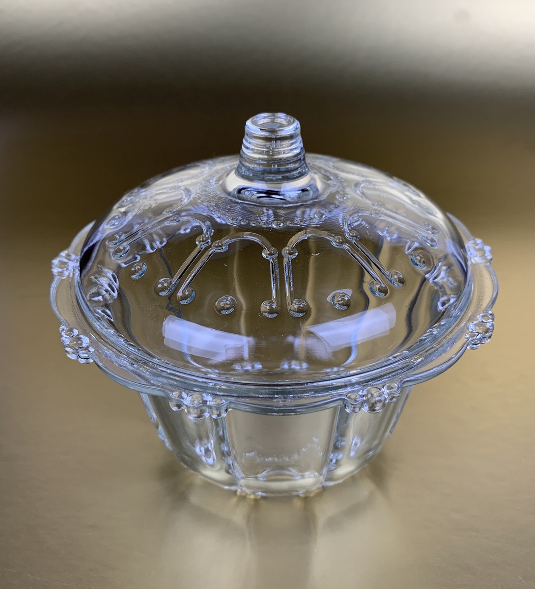 Alte Glas Zuckerdose; Transparent; 60-70er; D11cm, 10cm