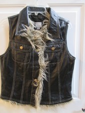 Wilson Women's Leather Vest With Faux Fur Sz L