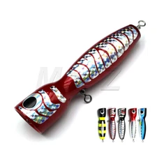 2 PCS 7.5" Topwater GT Popper Big Game Wood Fishing Lure Tuna Handmade Trolling