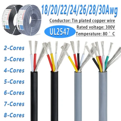 2/3/4/5/6~/8-Core Shielded Audio Headphone Signal Cable 18-30AWG Tin Copper Wire
