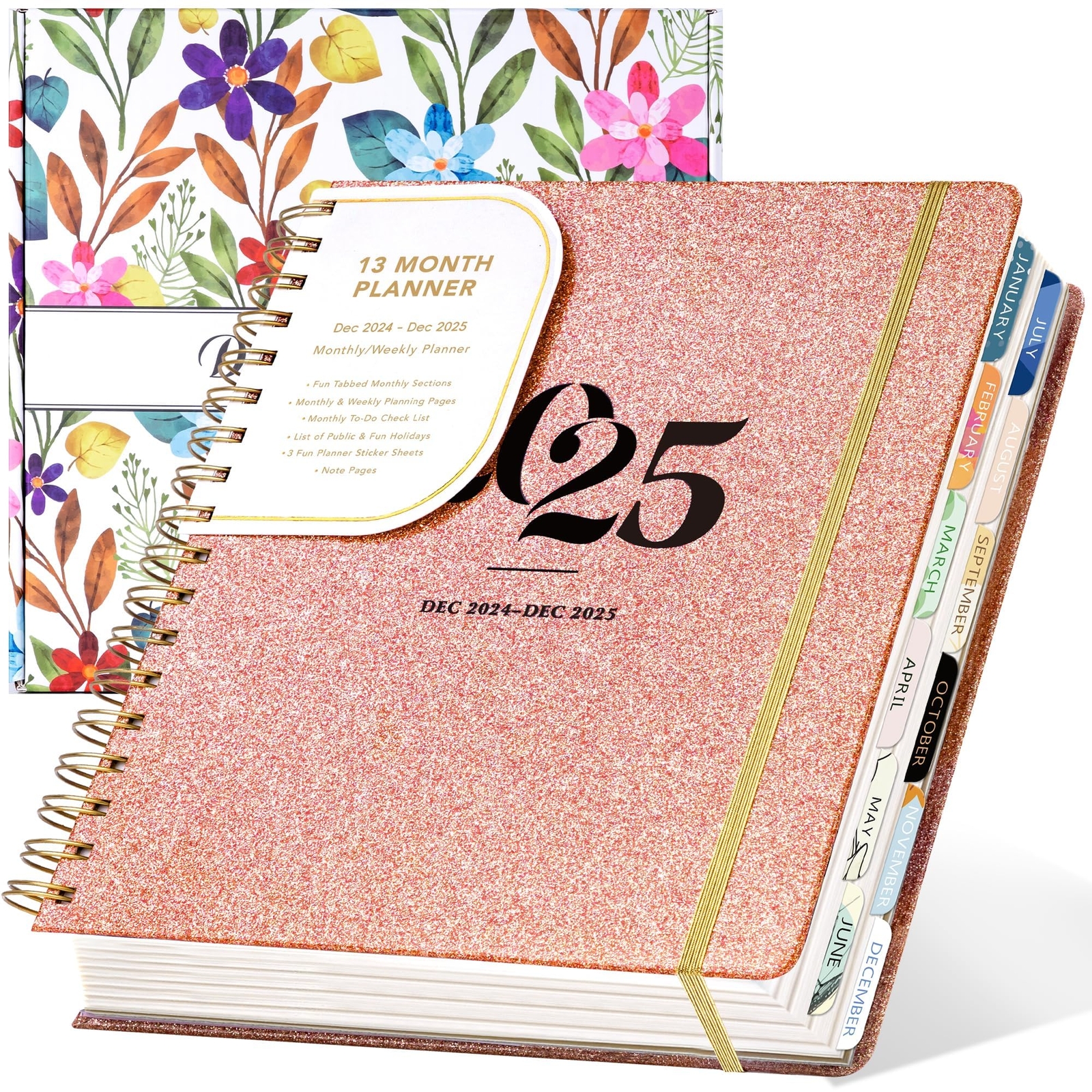 2025 Hardcover Planner Weekly and Monthly Dec 2024–Dec 2025 Large Spiral Boun...