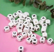 50 x Mixed Silicone Letter Beads Alphabet Baby Teether Chewing Toy DIY Jewelry