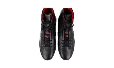 TOD'S FOR FERRARI HIGH-TOP SNEAKERS SHOES BLACK LEATHER NEW