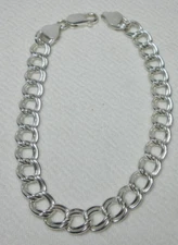 VINTAGE STERLING SILVER DOUBLE LINK BRACELET FOR CHARMS FAS 925 ITALY #18