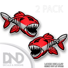 Dive Flag Skeleton Fish Decal Diving Truck Car Boat Sticker Fishing 2 Pack
