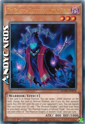 THE PHANTOM KNIGHTS OF ANTIQUE CLOAK   Rare Gold   MGED EN078   1Ed   YUGIOH!