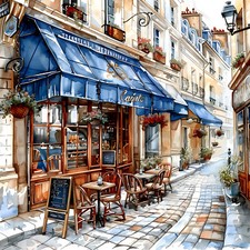 Wandbild Paris Cafe Bistro Strassencafe Deko ...