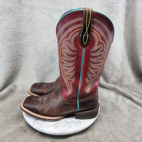 Ariat Shoes Womens Size 8 Circuit Shiloh Brown Leather Western Square Boots *GUC