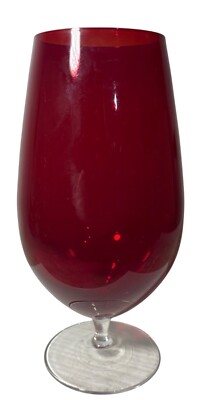 Ruby Red Wine Glass 7'' Tall Clear Glass Stem Elegant Design