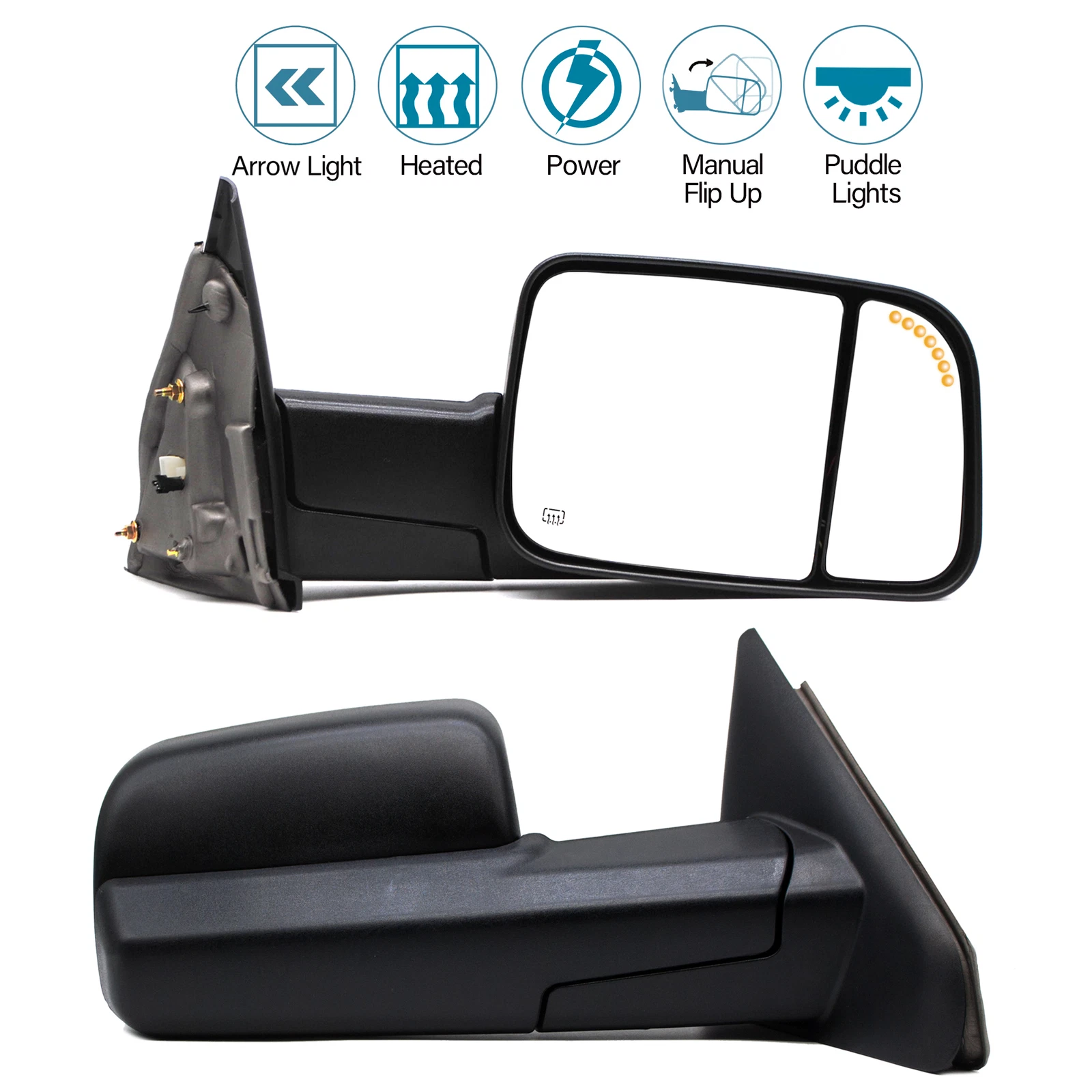 Pair Tow Mirrors Power Heated For 04-08 Dodge Ram 1500 04-09 Ram 2500 3500 LH+RH
Opens in a new wind