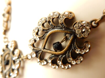 Vintage Accessorize Necklace 18'' Drop Crystal & Stones ART NOUVEAU Party Cruise