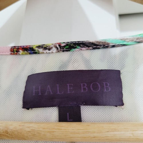 Hale Bob Sleeveless Sheath Feather Dress V Neck Pink Green Yellow Size L AU 12 - Picture 7 of 23