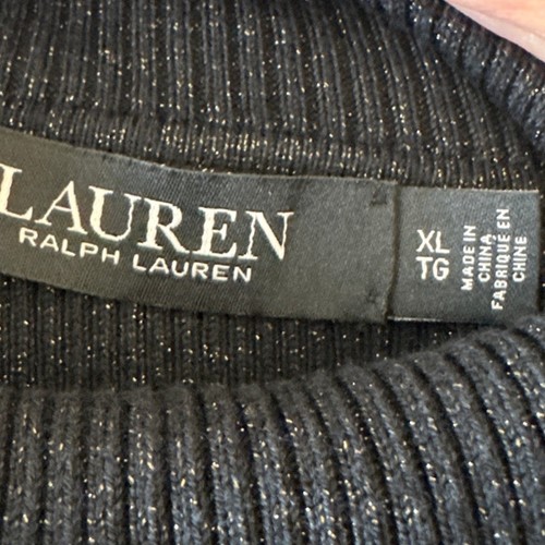 Ralph Lauren Black Label Women's Ribbed Sweater Black Metallic Threading Size XL - Picture 7 of 9
