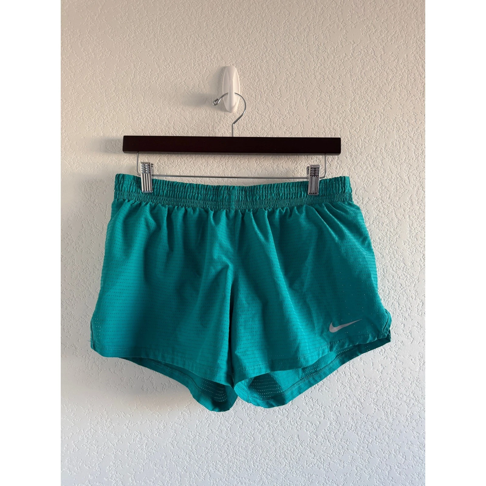 Nike Athletic Running Shorts Size M Teal Green Perforated Mesh Breathable