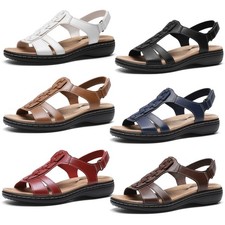 Women Arch Support T-Strap Flat Sandals All Day Comfort Summer Vacation Sandals