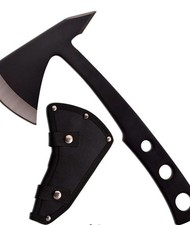 9.5" Black Tactical Axe Tomahawk Hatchet Throwing Knife With Black Nylon Sheath