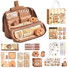 Capybara Large Pencil Case with Stationery Set, Kids Gift for School