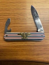 Vintage IHER INOX SPAIN Pocket Knife, 1976 Bicentennial Issue, Brass Eagle