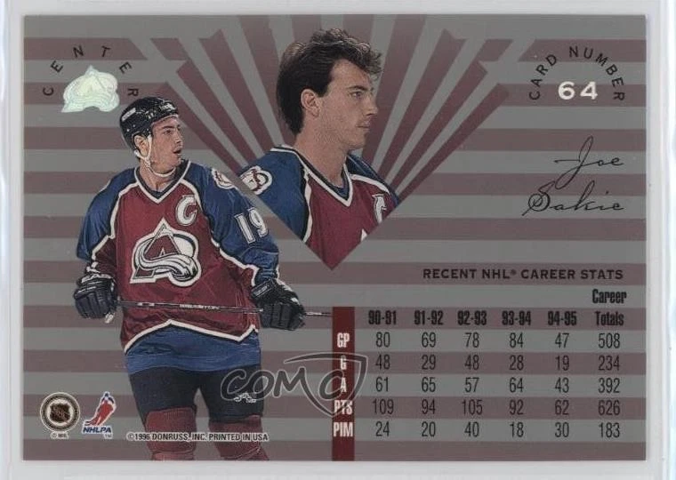 1995-96 Leaf Limited Joe Sakic #64 HOF - Image 2 of 2