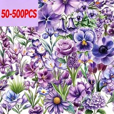 50-500PCS Floral Sticker Pack Waterproof PET Journal Scrapbook DIY Craft Decals