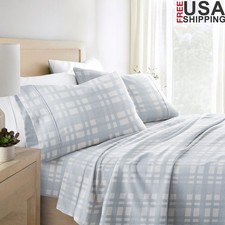 Light Blue Flannel Deep Pocket 4 Piece Queen Sheet Set 100 Cotton Cozy Soft New