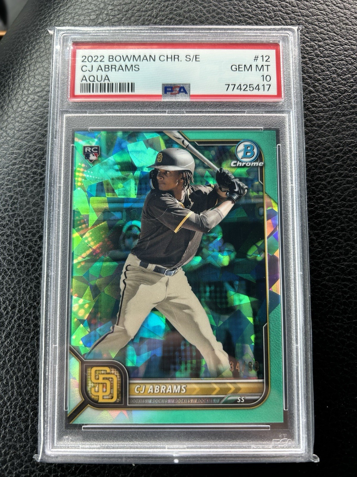 2022 Bowman Chrome Sapphire Edition - C.J. Abrams #12 Aqua /99 (RC) PSA 10