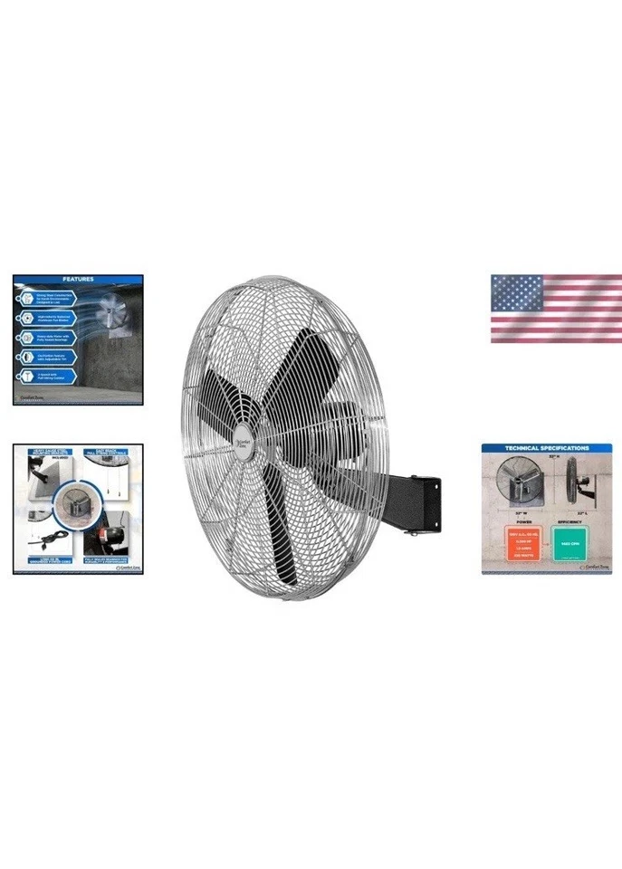 Durable 30" Metal Oscillating Industrial Wall Fan with Adjustable Angle Control - Image 2 of 4