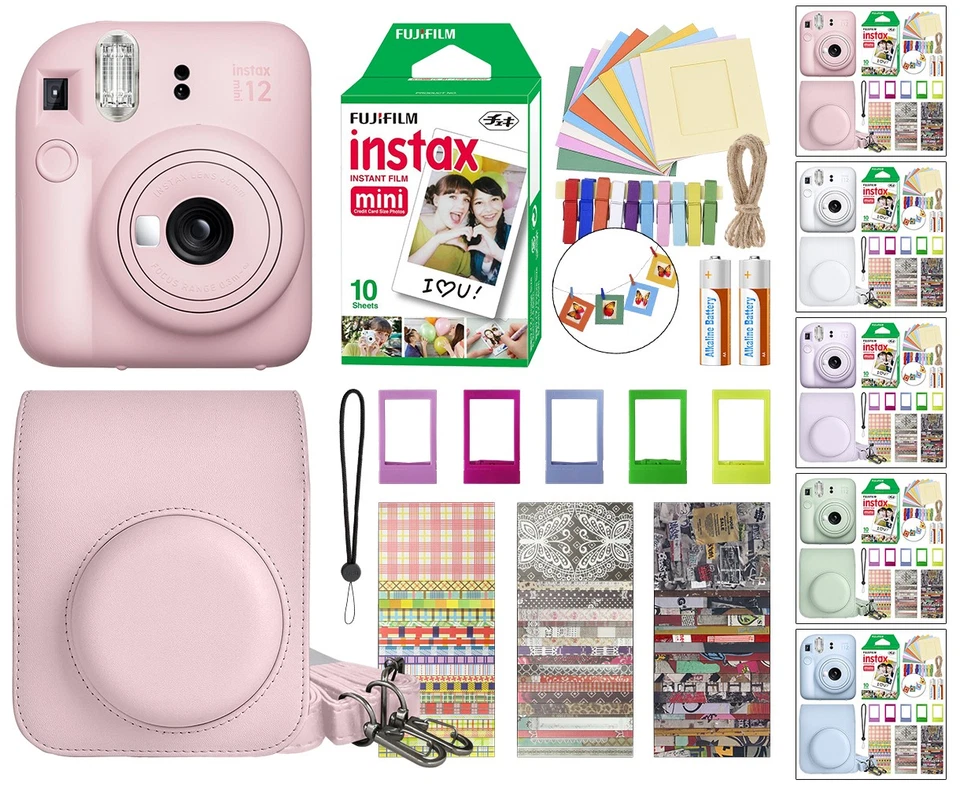 Cámara instantánea Fujifilm Instax Mini 12 con 10 películas + kit de accesorios todos los colores