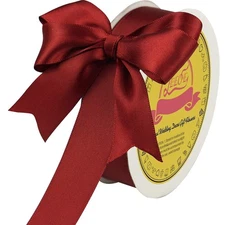 Double Face Satin Ribbon 1 inch X 25 Yards Polyester Burgundy Ribbon for Gift...