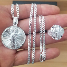 Cadena San Judas y anillo plata 925 / cadena plata st jude & ring.