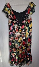 NWT Elie Tahari Colorful Floral Velvet Burnout Dress Silk Blend 12 Beautiful