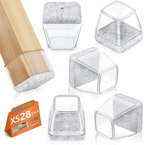 28Pcs Chair Leg Protectors, BAIPOK Silicon Chair Leg Caps for Hardwood Floors
