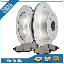 Rear Drilled & Slotted Brake Rotors Brake Pads Fits 1999-2008 Acura TL TSX Honda