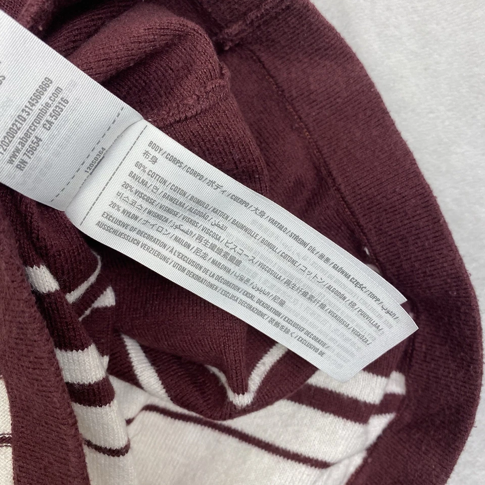 Abercrombie & Fitch Shirt Mens Small Knit Featherweight Red White Retro Camp - Image 4 of 4