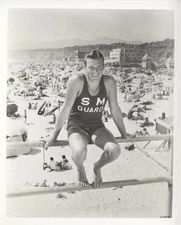 Buster Crabbe 1930's Santa Monica Pier Lifeguard Vintage Silver Gelatin Photo