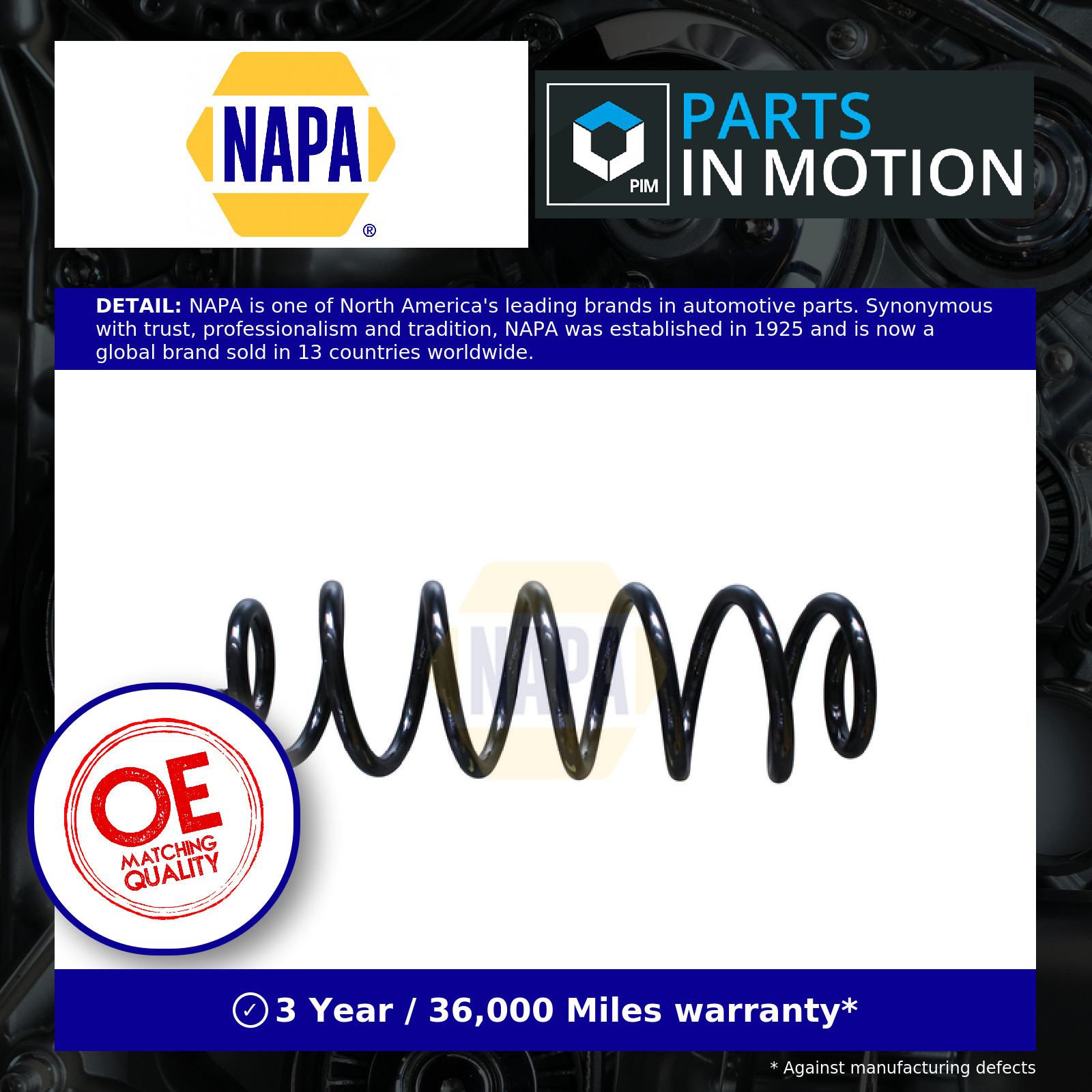 Coil Spring Rear NCS1964 NAPA Suspension 5Q0511121AF 5Q0511121AG Quality New
