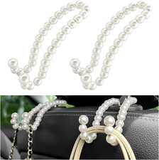 2 PCS Elegant Pearl Car Seat Headrest Hook, Cute Car Seat Hook Hanger Storage Or