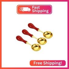 PATIKIL 4" Wax Seal Spoon, Wax Sealing Melting Spoon Brass Vintage Wooden Handle