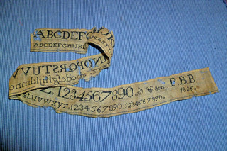 Antique Georgian Sampler 1825 Cross Stitch Alphabet Numerals 25ins strip