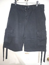 LA Gate Men's 36 Inch Waist 6-Pocket Cargo Shorts (Black)