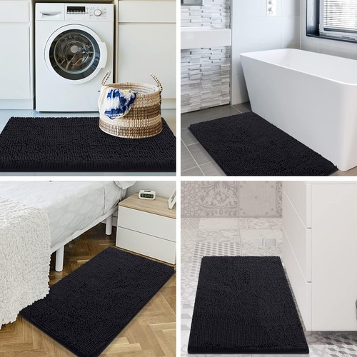 Smiry Luxus Chenille Badteppiche 30x20, extra weich und 30" x 20", schwarz - Bild 8 von 9