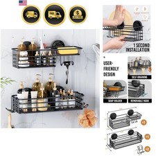 Shower Caddy Suction Cup, 2 Pack suction shower shelf with Hooks  Soap holde...